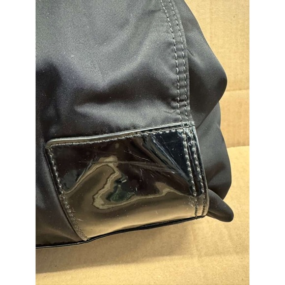 Tory Burch Ella Oversized Logo Patch Recycled Nylon Patent Tote Bag Black Large - Picture 8 of 11